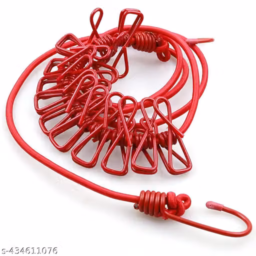 Cloth Drying Rope with Hooks | Elastic Hanging Rope for Cloth Drying with 12 Clips | Cloth Rope for Drying Clothes for Travel Home Outdoor | Kapde Sukhane Ki Rassi