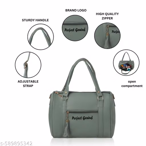 Women’s Green Handbag with Sling Strap, Stylish Shoulder Tote Bag, Zipper Closure, Spacious Ladies Purse for Office, Travel & Daily Use