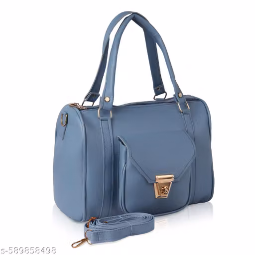 Women’s Blue Handbag with Front Lock & Sling Strap | PU Leather Shoulder & Crossbody Bag | Stylish Office & Daily Use Ladies Bag