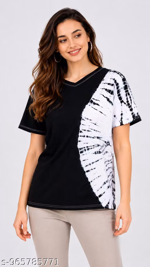 Women’s Tie-Dye T-Shirt| Casual Round Neck Half Sleeve Printed Top for Women & Girls| Printed T-Shirt| Women's Summer T-Shirt