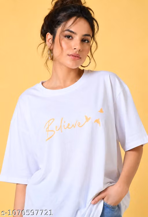 Women's Oversized Graphic Printed T-Shirt | Half Sleeve Round Neck Loose Fit Casual Western Top