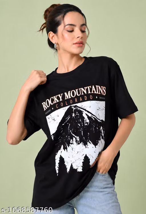 Women's Oversized Graphic Printed T-Shirt | Half Sleeve Round Neck Loose Fit Casual Western Top