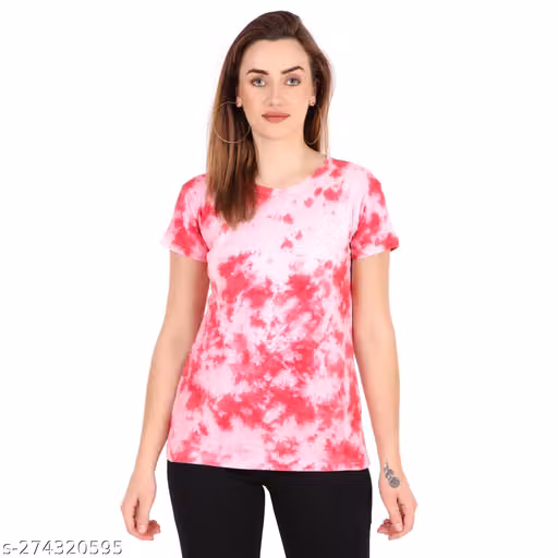 Women Printed Pink T-shirt