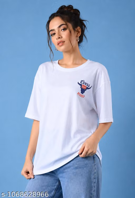 Women's Oversized Graphic Printed T-Shirt | Half Sleeve Round Neck Loose Fit Casual Western Top