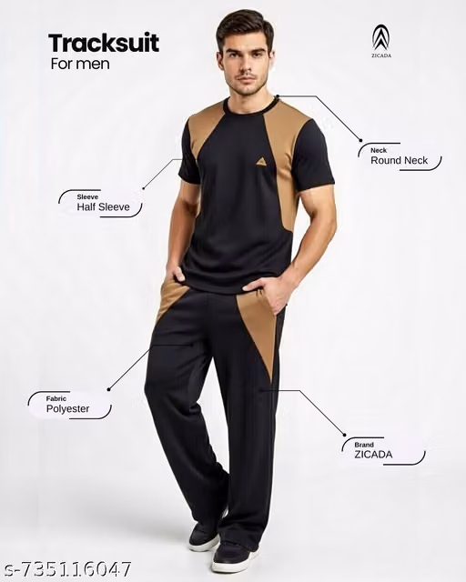 Men’s Athletic Tracksuit Set|Lightweight Sports T-Shirt with Track Pants|Men’s Sportswear Tracksuit Set|Athletic T-Shirt and Track Pants Sportswear