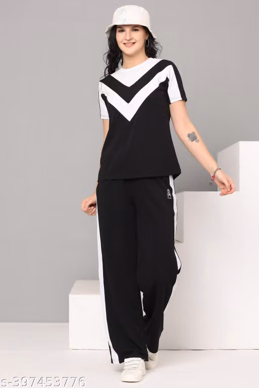 Women's T-Shirt & Wide Leg Pants Co-Ord Set | Casual Lounge Wear | Stylish Travel Outfit | Relaxed Fit Daily Wear for Women