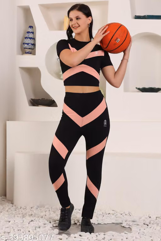 Stylish Colorblock Gym Wear| SportWear | Top & Bottom Set For Womens Active wear
