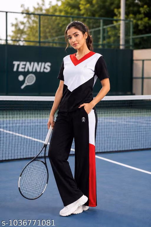 Women Co Ord Set | V Neck T Shirt & Wide Leg Pants | Casual Wear | Lounge Wear | Stylish Top Bottom Set | Travel Wear | Western Wear for Women