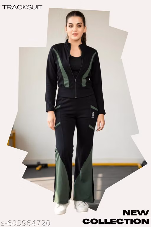 Women's Premium Activewear Co Ord Set with Full Sleeve Zip Jacket & Flared Track Pants | Gym, Running, Travel & Casual Wear| Women's Athleisure Co Ord Set | Full Sleeve Zip Jacket & Flared Pants | Stylish Gym, Travel & Daily Wear Outfit