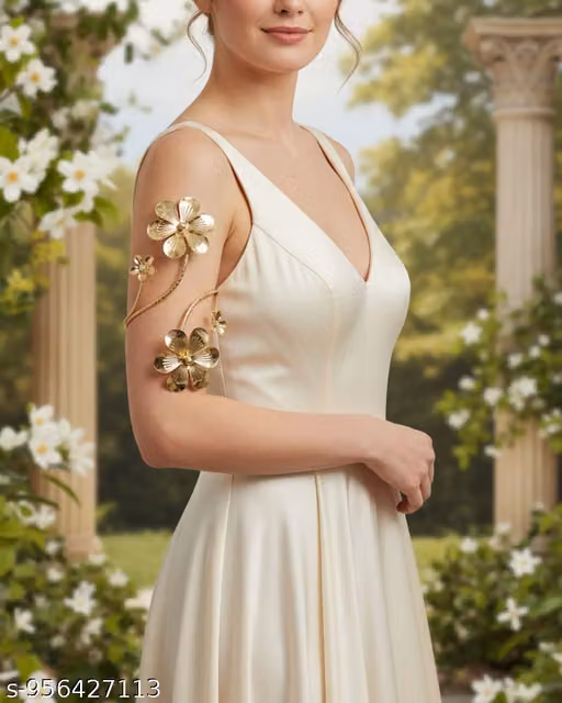 Golden Blossom Floral Arm Cuff Bracelet for Women