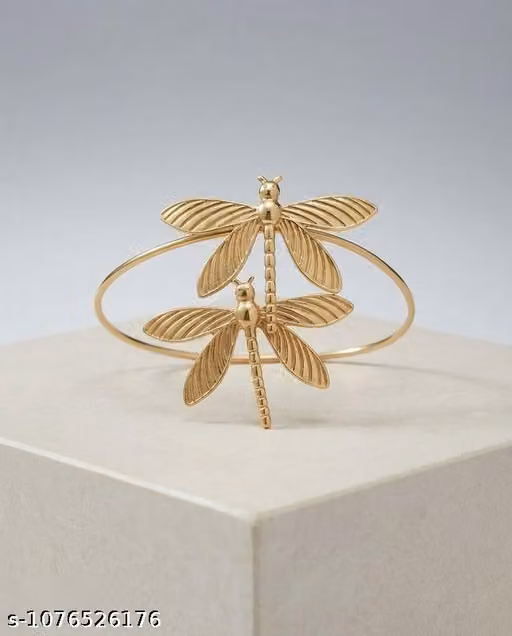 Gold-Tone Dragonfly Floral Design Armlet for Women