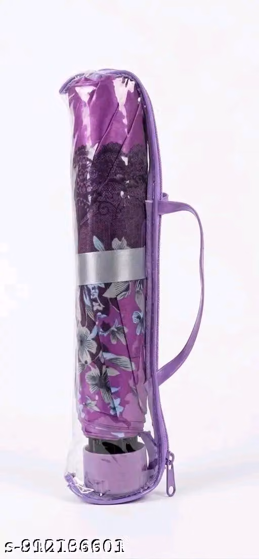 3-Fold Compact Travel Umbrella with Carry Pouch | Lightweight, Portable & Durable | Wind-Resistant Rain & Sun Protection | Assorted Stylish Colors