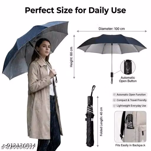 Premium Floral Print 3 Fold Umbrella for Women | Foldable Waterproof Travel Umbrella | Windproof UV Sun & Rain Protection Umbrella | Compact Lightweight Handbag Umbrella for Daily Use & Outdoor Travel