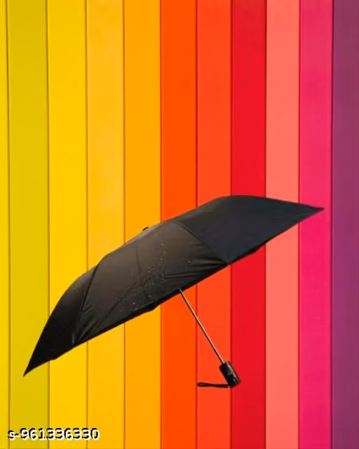 Black Folding Umbrella for Men & Women | Windproof Waterproof Travel Umbrella | Compact Portable Rain & Sun Protection Umbrella