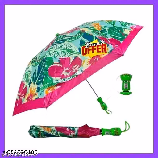 Premium Floral Print 3 Fold Umbrella for Women | Foldable Waterproof Travel Umbrella | Windproof UV Sun & Rain Protection Umbrella | Compact Lightweight Handbag Umbrella for Daily Use & Outdoor Travel
