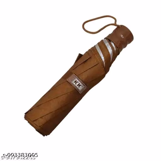 3 Fold Manual Umbrella for Men & Women | Windproof Folding Travel Umbrella | Lightweight Waterproof Rain Umbrella | Brown