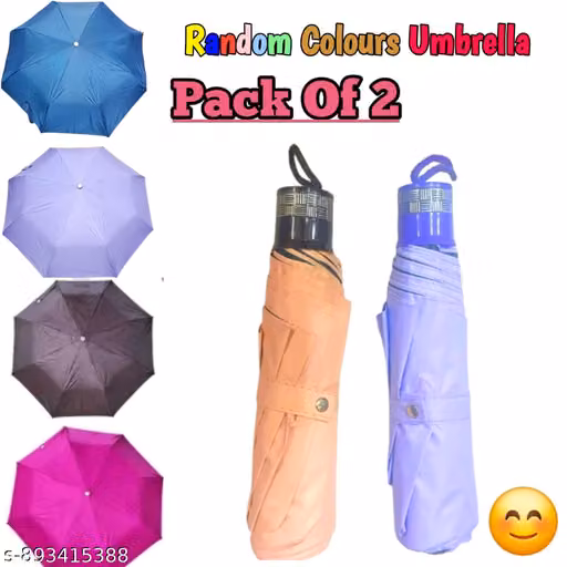 Foldable Travel Umbrellas (Pack of 2) | Compact, Lightweight, Wind-Resistant & Waterproof | Portable Rain & Sun Umbrellas for Men & Women | Assorted Colors