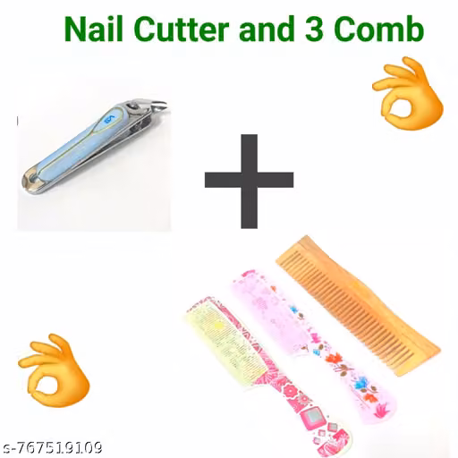 Nail Cutter with 3 Comb Set | Personal Grooming Combo with Stainless Steel Nail Clipper & Hair Combs for Men Women Kids