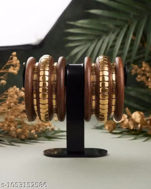 Wooden Gold Designer Bangle Combo Set for Women