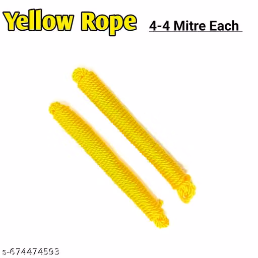 Premium Nylon Yellow Clothesline Rope Set (Pack of 2, 4 Meters Each) | Heavy-Duty Waterproof Plastic Drying Cord for Home | Balcony | Laundry & Garden | Multipurpose Durable Braided Utility Rope