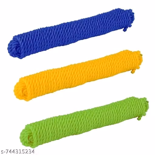 Pack of 3 Durable Multi-Color Nylon Clotheslines – 5 Meters Each Heavy-Duty Washing Line Rope | Strong, Weather-Resistant & Multipurpose for Home, Travel, Balcony & Outdoor Drying