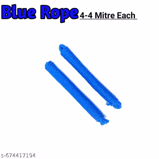 High-Strength Blue Nylon Cloth Drying Rope Set (Pack of 2 - 4 Meters Each) | Heavy Duty Waterproof Plastic Clothesline Cord for Balcony & Home | Durable Multipurpose Laundry Drying Line & Household Cord