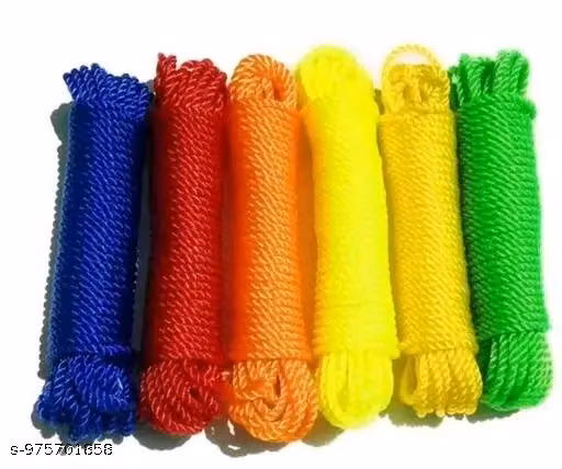Premium Nylon Clothes Drying Rope | Heavy Duty Multipurpose Washing Line for Indoor & Outdoor Home Use (10 Meter, Pack of 6)