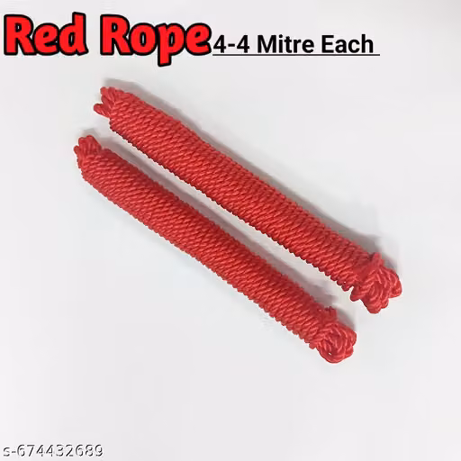 “Premium 4-Meter Red Braided Utility Rope – Heavy-Duty, High-Visibility & Durable – Multi-Purpose Pack of 2”