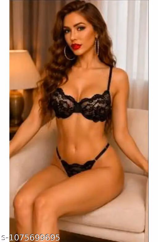 Women’s Black Lace Bra & Panty Set | Floral Lace Lingerie Set | Stylish Transparent Bra Panty Set | Comfortable Innerwear Set