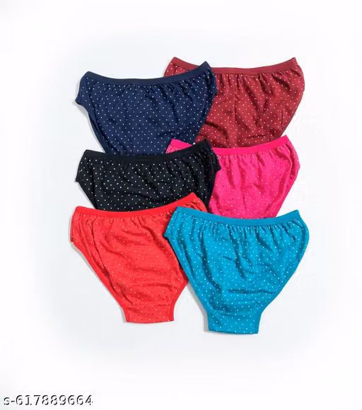 Pack of 6 pure cotton briefs for women and girls for every day use comfortable multicolor pantys