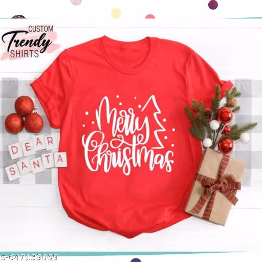 Merry Christmas Printed T-shirt Red