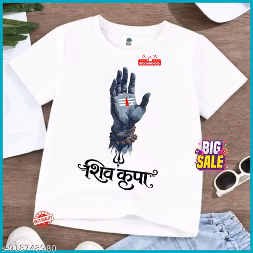 Shiv Krupa Printed White T-Shirt For Boys And Girls
