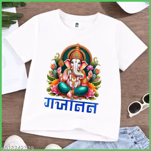 New Tranding Ganpati Printed White T-shirt For Boys And Girls