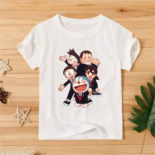VJV Collection Doremon and Team Boys' and Girls' Printed Tshirt
