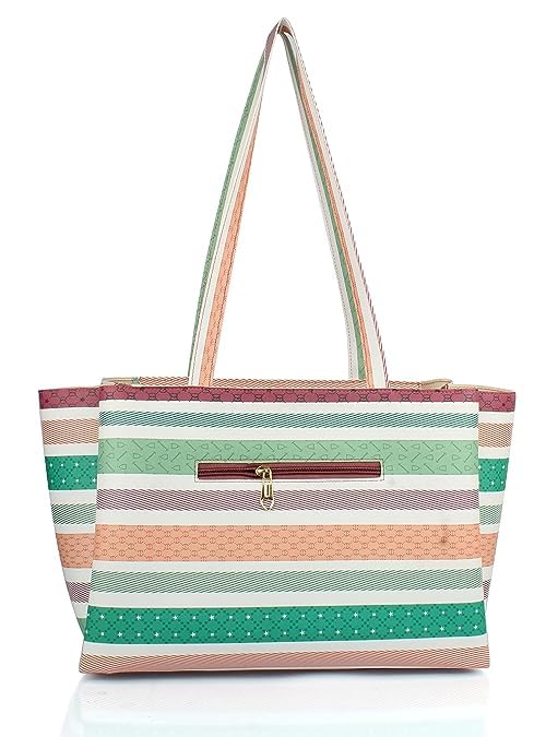 Mammon Women’s Striped Tote Handbag