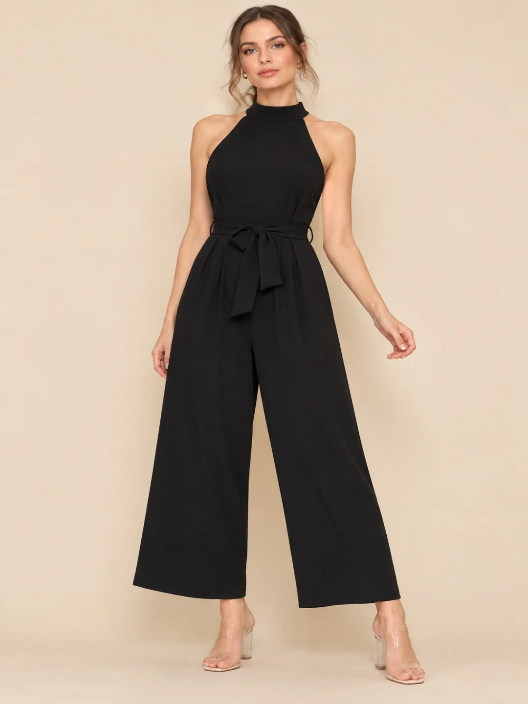 Women Black Halter Jumpsuit