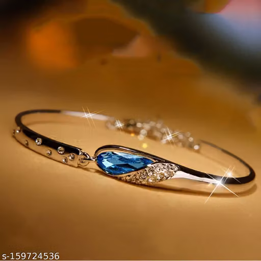 Bracelet for Women and Girls | Fashion Blue Crystal Silver Tone Crystal Bracelets for Women and Girls | Accessories Jewellery for Women | Birthday Gift for Girls and Women Anniversary Gift for Wife