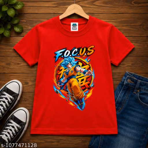 F.O.C.U.S. Anime Character Printed Red T-Shirt.