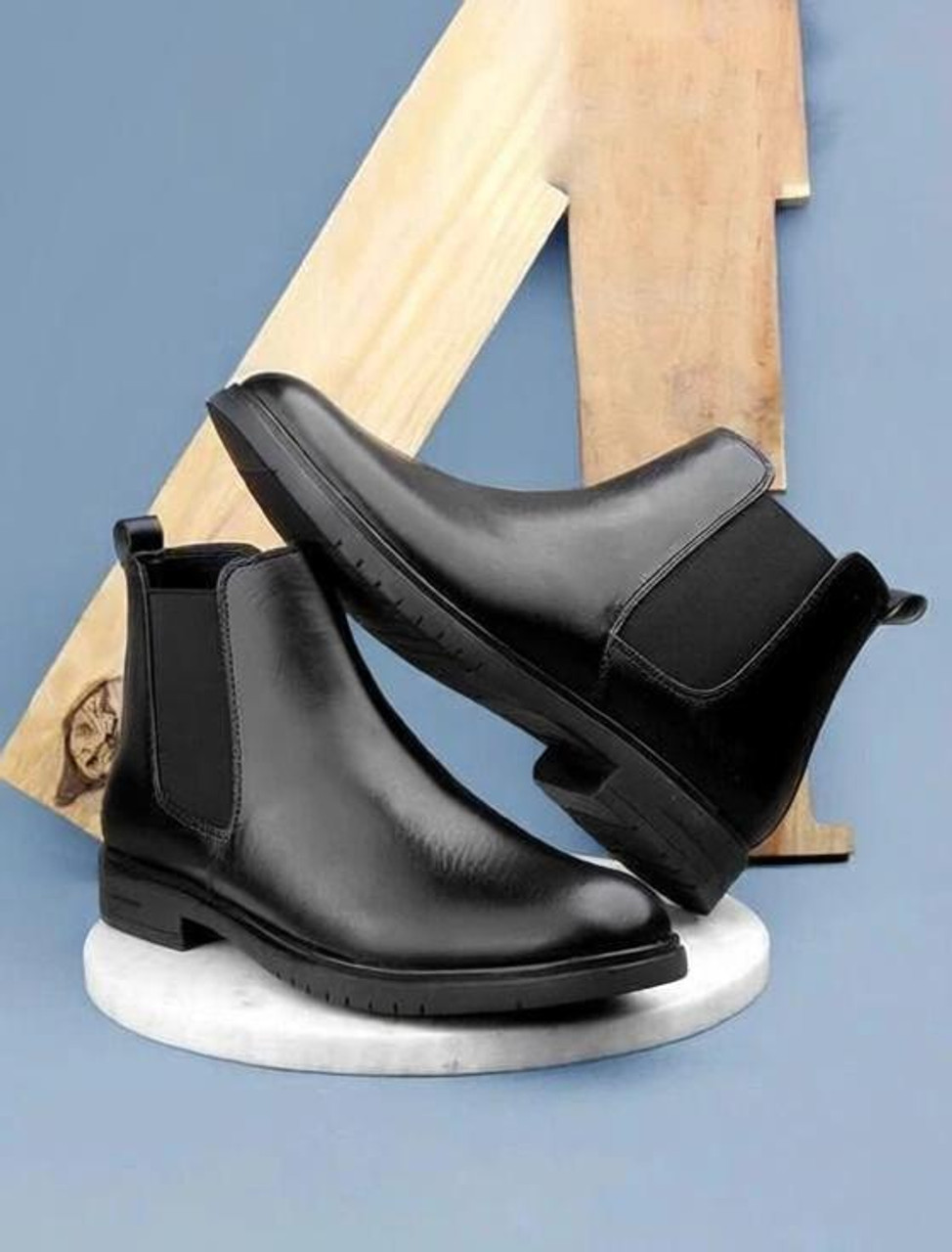 Big Liner Premium Handmade Chelsea |Soft Cushioned Insole |Slip-Resistance Boots For Men (Black , 7)