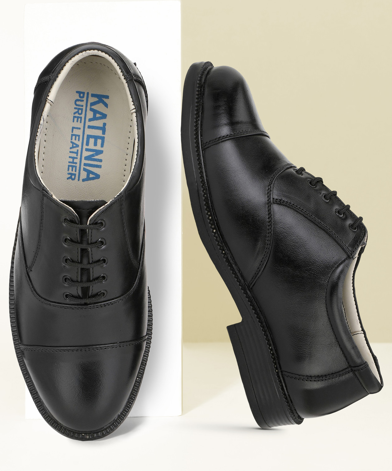 KATENIA Genuine Leather Oxford For Men (Black , 10)