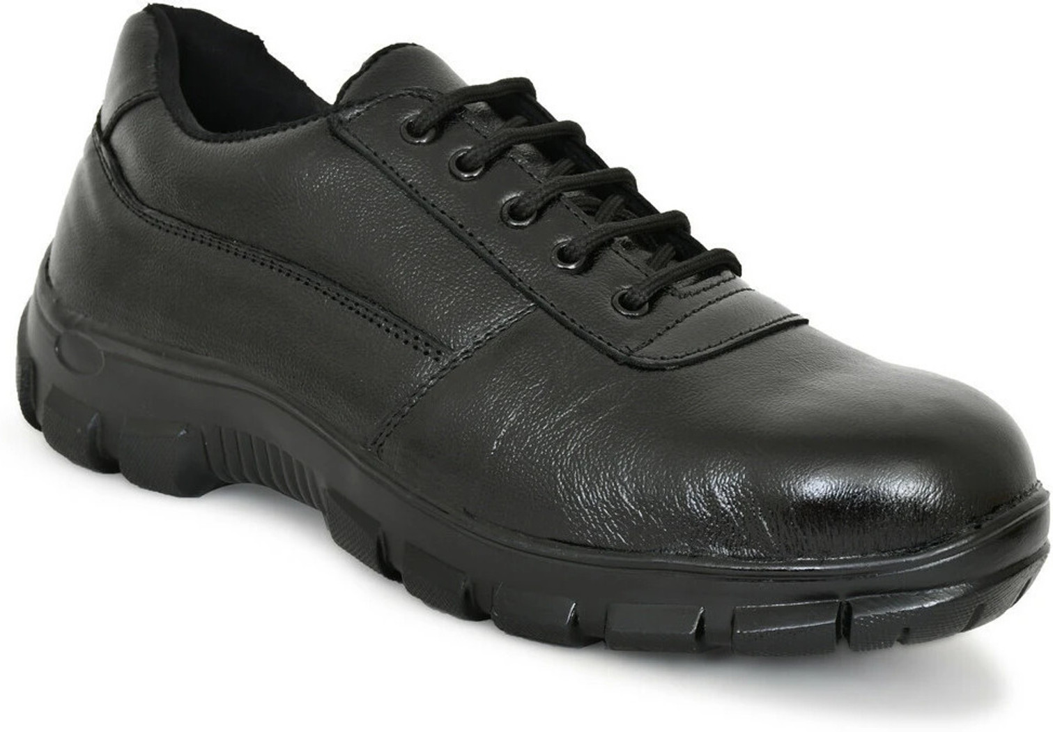 KATENIA Steel Toe Leather Safety Shoe Outdoors For Men (Black , 6)