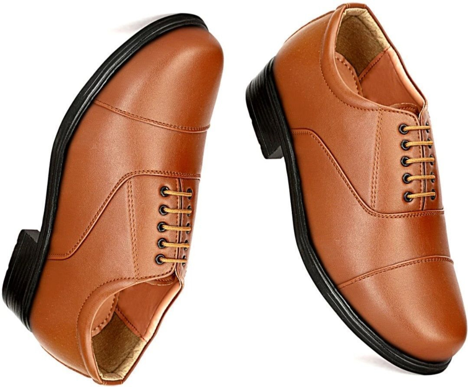 KATENIA Lightweight Faux Leather and Oxford Shoes Oxford For Men (Tan , 9)