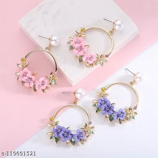 Flower Stylish Earning Girlfriend/Wife: Estele 24Kt Gold Tone Plated Metal Brass Flower Shaped White Enamel Earrings For Girls and Women