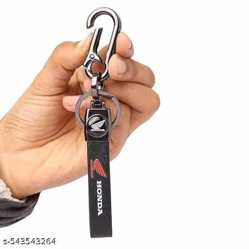 Long Leather Key Chain, Key Ring with Hook Metal & Leather Black Finish Key Chain for Men & Women & for Gift