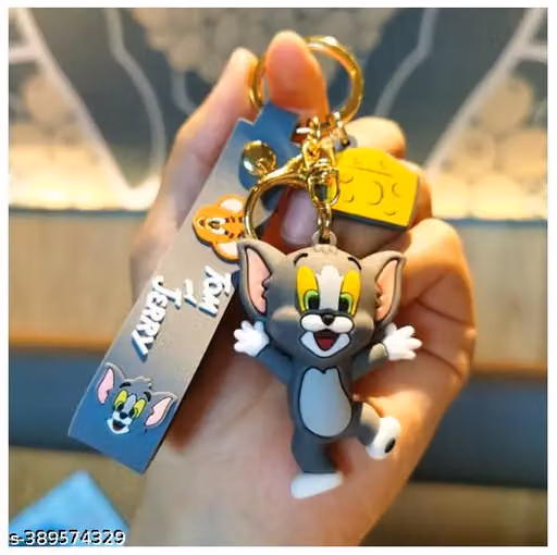 Cute 3D Tom & Jerry Keychain Set & Bag Charm | Hook & Hand Strap | Collectible & Kids Return Gifts | Trendy Deisgn Cute Figure | Set Of Tom And Jerry.