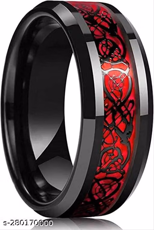 Ring Men's Shine Rings Wedding Bands Ring for Men, Boy and women Grade 3016 Stainless Steel Jewelry Gift Comfort Fit (Red)