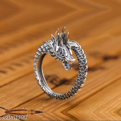 Silver Dragon Ring Adjustable Silver Men's Ring, Wild Dragon Ring Finger Rings