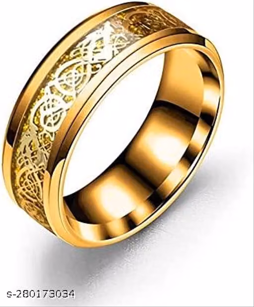 Ring Men's Shine Rings Wedding Bands Ring for Men, Boy and women Grade 3016 Stainless Steel Jewelry Gift Comfort Fit (Golden)