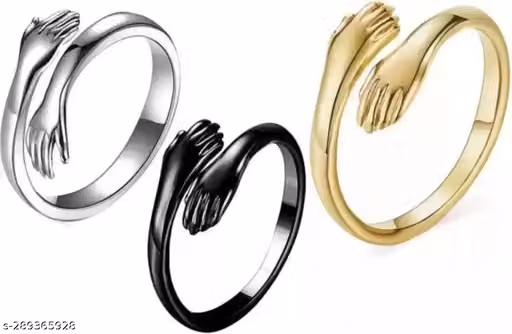 Shine G.S.B. Hand Rings for Couple Grade 316 Stainless Steel Jewelry Gift Comfort Fit | Wedding Ring For Couple | Perfect Gift For Best Friends, Birthday (Pack of 3-G.S.B.Hand Ring)