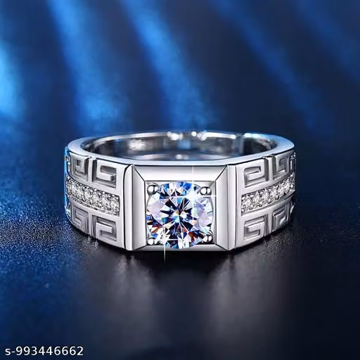  925 Silver Look Square Cubic Zirconia Ring for Men | Luxury Stainless Steel Finger Ring | Party Wear